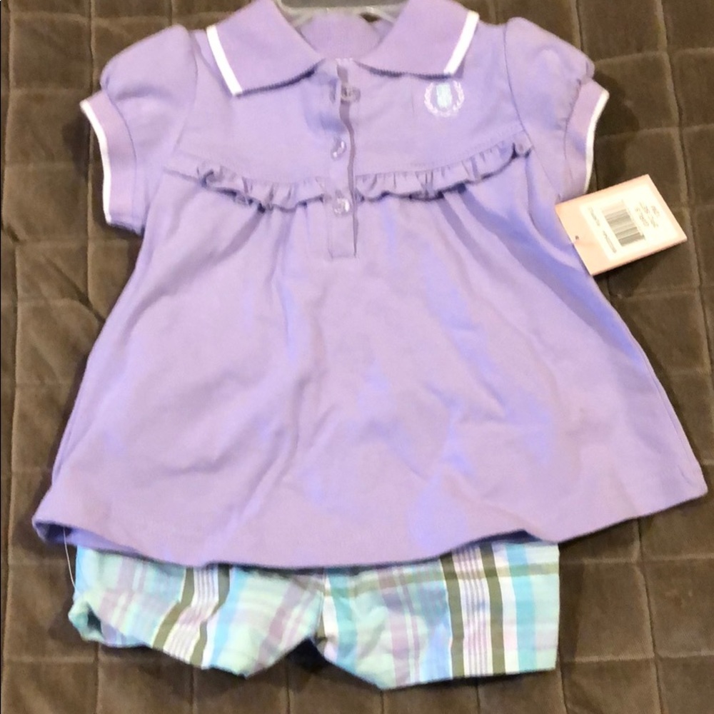 NWT. Polo and shorts set. Size 12 M.